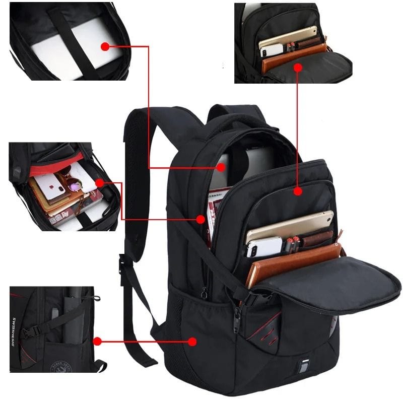Sac à dos cabine pour portable 17 pouces Noir / 49x30x18cm Dailysac