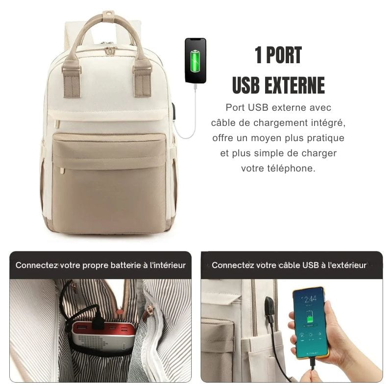 Sac à dos de voyage femme usb Dailysac