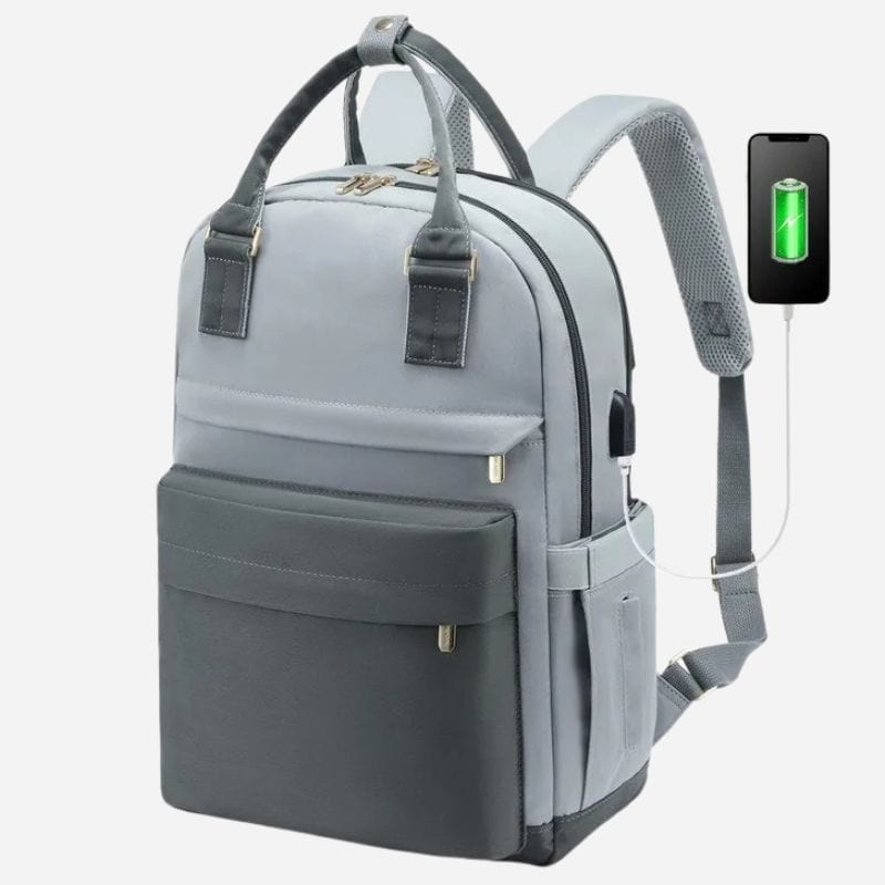 Sac à dos de voyage femme usb Gris / 43x29x18cm Dailysac