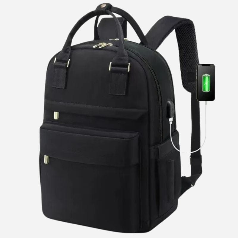 Sac à dos de voyage femme usb Noir / 43x29x18cm Dailysac