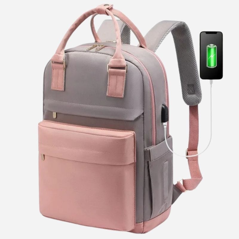 Sac à dos de voyage femme usb Rose / 43x29x18cm Dailysac