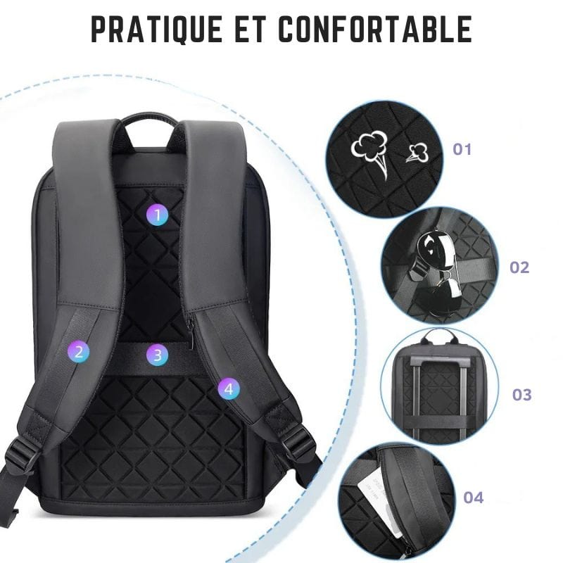 Sac à dos homme travail luxe Noir Dailysac