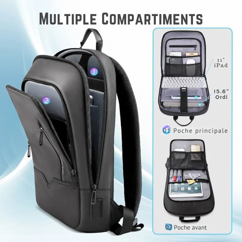 Sac à dos homme travail luxe Noir Dailysac