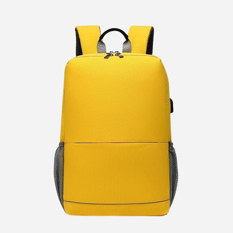 Sac à dos voyage femme tissu matelassé avec prise USB Jaune Dailysac