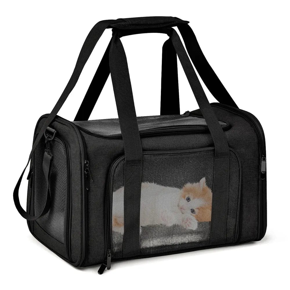 Dog Carrier Bag Soft Side Backpack Cat Pet Carriers Dog Travel Bags Airline Approved Transport For Small Dogs Cats Outgoing black / L (50x34x34cm) Dailysac