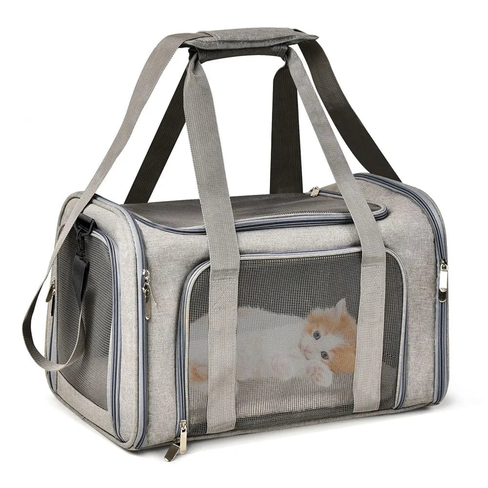 Dog Carrier Bag Soft Side Backpack Cat Pet Carriers Dog Travel Bags Airline Approved Transport For Small Dogs Cats Outgoing GRAY / L (50x34x34cm) Dailysac