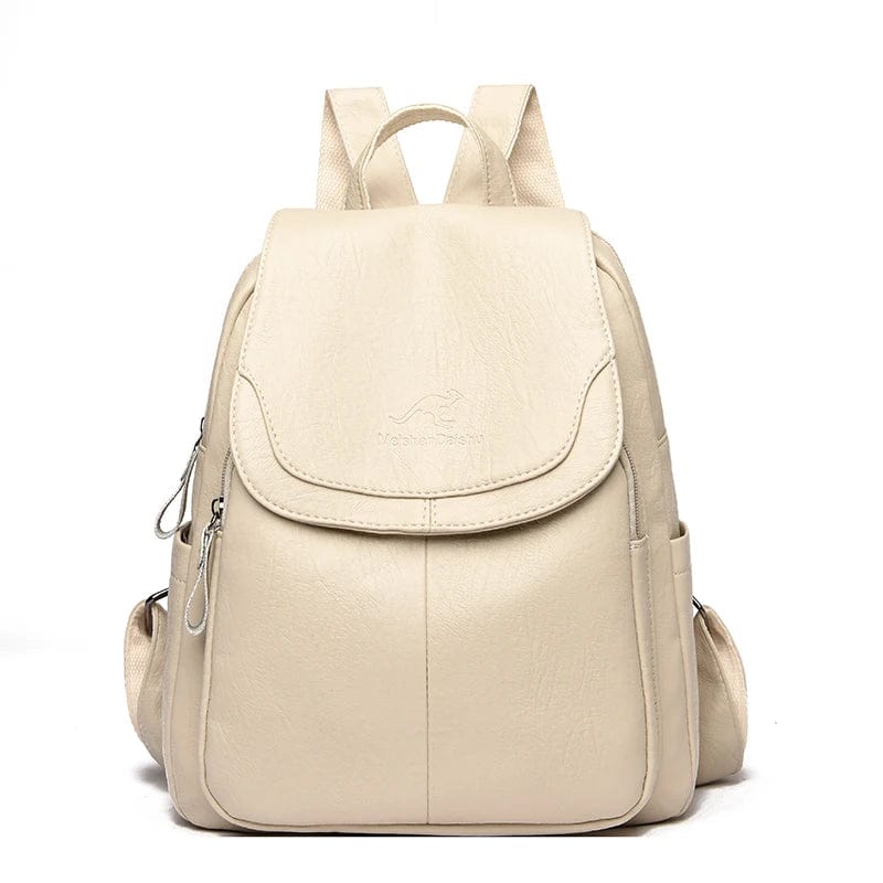 Petit sac à dos en cuir femme Beige Dailysac