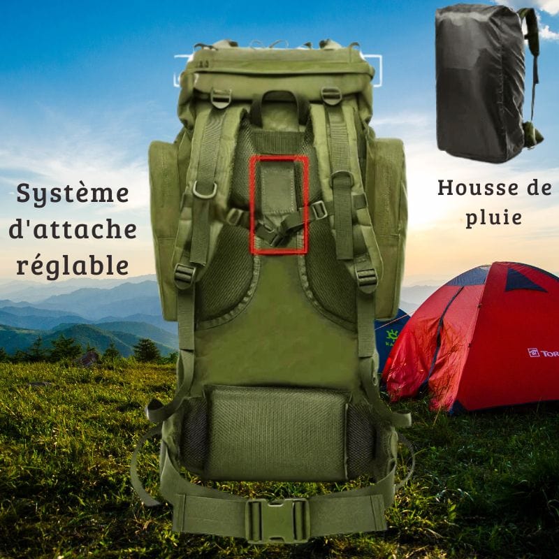 Sac à dos 70 litres | Camping et Voyage Vert militaire Dailysac