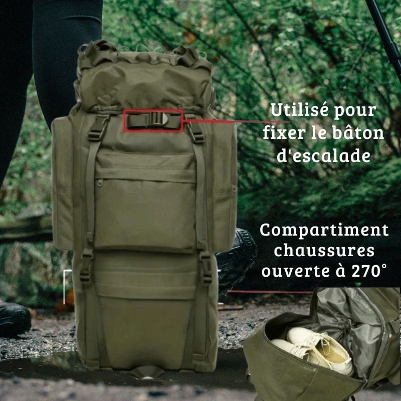 Sac à dos 70 litres | Camping et Voyage Vert militaire Dailysac