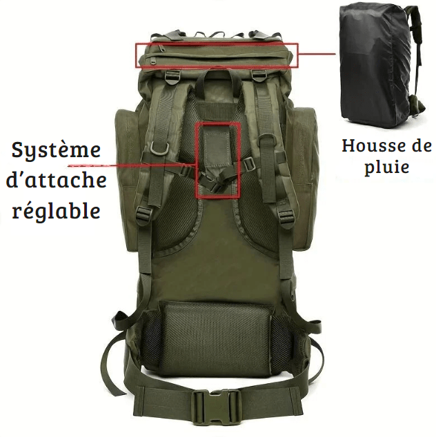 Sac à dos 70 litres | Camping et Voyage Vert militaire Dailysac