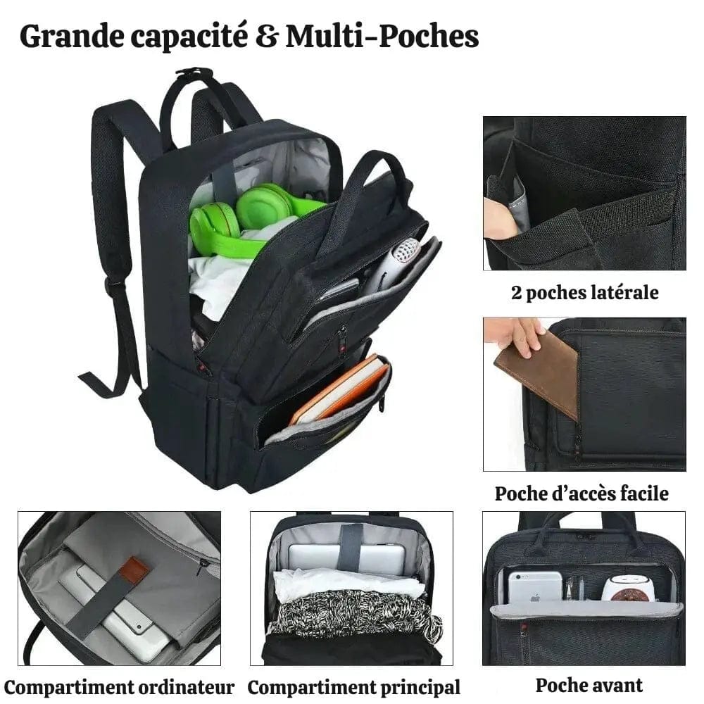 Sac à dos cabine ordinateur 15.6 pouces Noir Dailysac