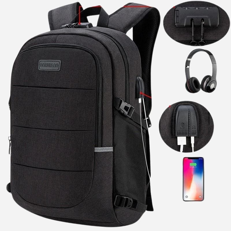 Sac à dos de voyage avec recharge usb Noir Dailysac