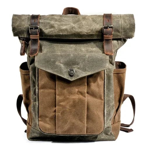 Sac à dos toile et cuir army green Dailysac