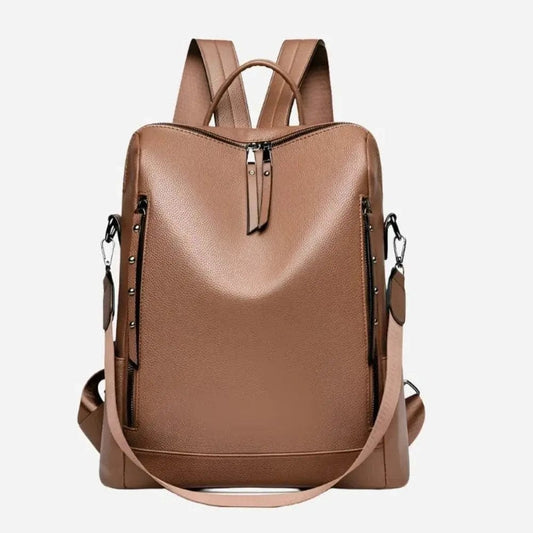 Sac à dos voyage cuir ordinateur femme Kaki Dailysac