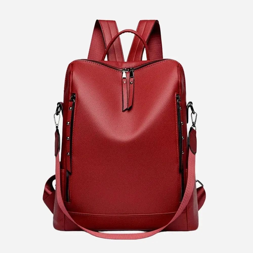 Sac à dos voyage cuir ordinateur femme Rouge Dailysac