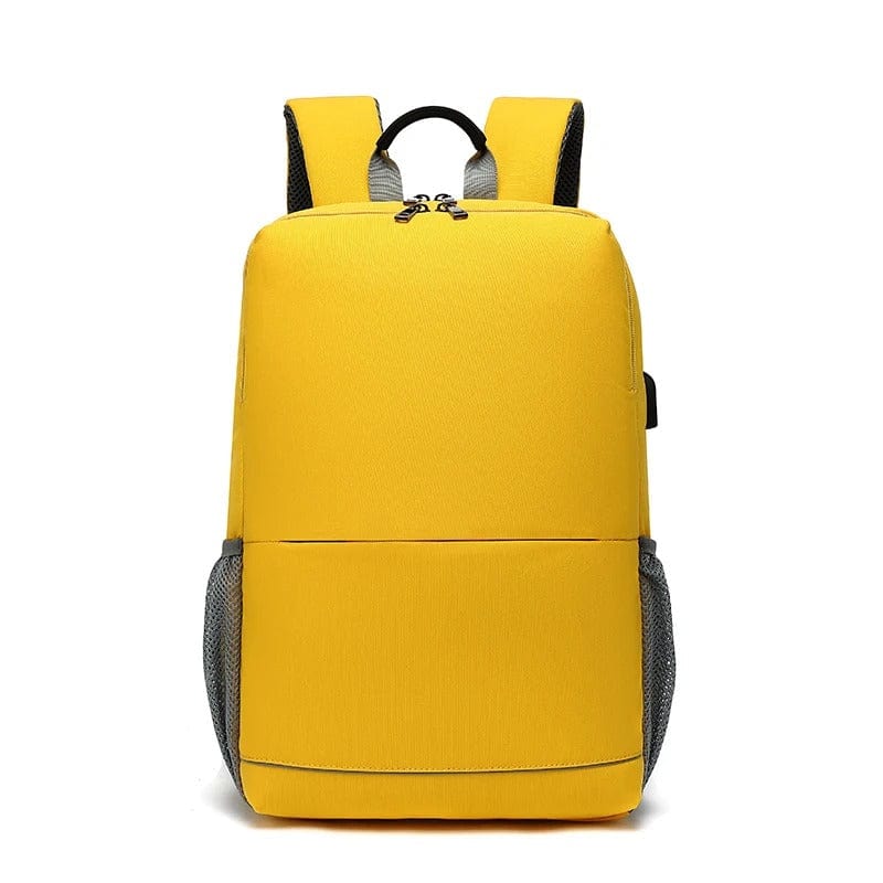 Sac à dos voyage femme tissu matelassé avec prise USB Jaune Dailysac