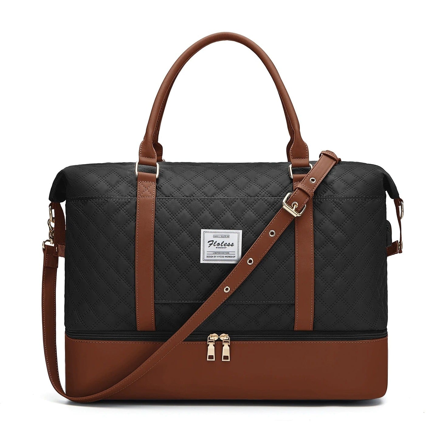 Sac de voyage femme pratique Noir et marron Dailysac