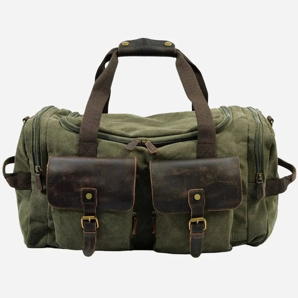 Sac de voyage toile et cuir Vert militaire Dailysac