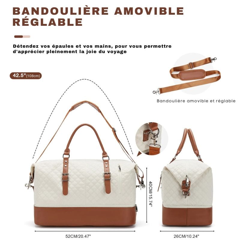 Sac de voyage weekend femme Beige Dailysac