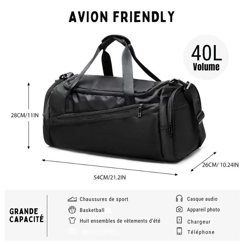 Sac de voyage weekend homme Noir Dailysac