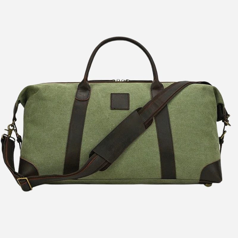 Sac voyage vintage Vert cuir marron foncé Dailysac